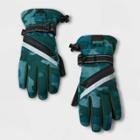 Kids' Camo Printed Zipper Ski Gloves - All In Motion Green