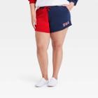 Modern Lux Women's Plus Size Usa Colorblock Graphic Jogger Shorts