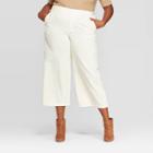 Women's Plus Size Wide Leg Cropped Corduroy Pants - A New Day Cream