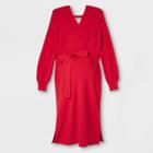 Long Sleeve Wrap Sweater Maternity Dress - Isabel Maternity By Ingrid & Isabel Red