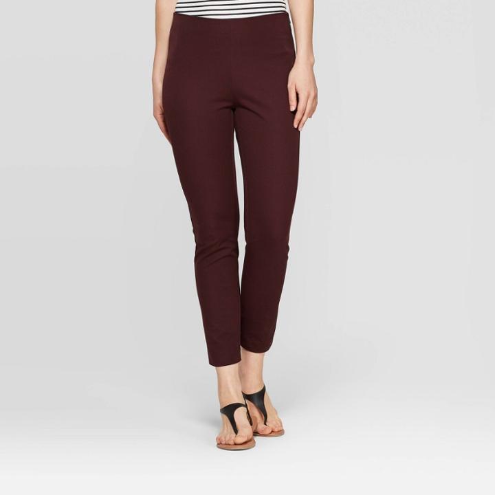 Women's Regular Fit High-rise Skinny Ankle Pants - A New Day Burgundy (red)