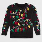 Well Worn Girls' 'merry & Bright' Christmas Light Up Sweater - Black