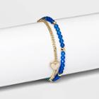 Beloved + Inspired Cubic Zirconia Multi-strand Agate Bracelet - Blue