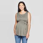 Maternity Sleeveless Sandwashed Smocked Tank Top - Isabel Maternity By Ingrid & Isabel Olive Xxl, Women's, Green