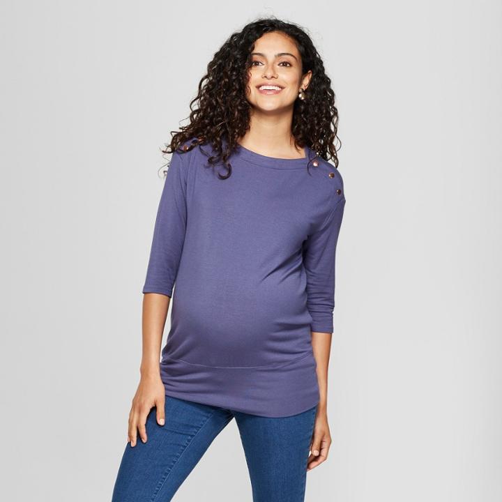 Maternity Snap Shoulder Sweatshirt - Isabel Maternity By Ingrid & Isabel Purple M, Infant Girl's