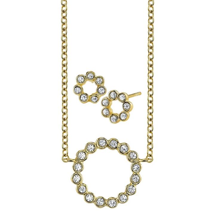 Distributed By Target Cz Circle Ear And Cz Circle Necklace