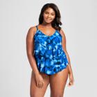 Women's Tiered Tankini Blue Tie Dye - Aqua Green Blue Tie Dye