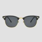 Women's Club Plastic Metal Combo Square Sunglasses - A New Day Black, Women's, Size: Small, Black/grey