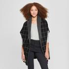 Women's Plaid Knit Cape Scarf - A New Day Black