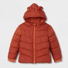 Toddler Girls' Long Sleeve Reversible Puffer Jacket - Cat & Jack Orange