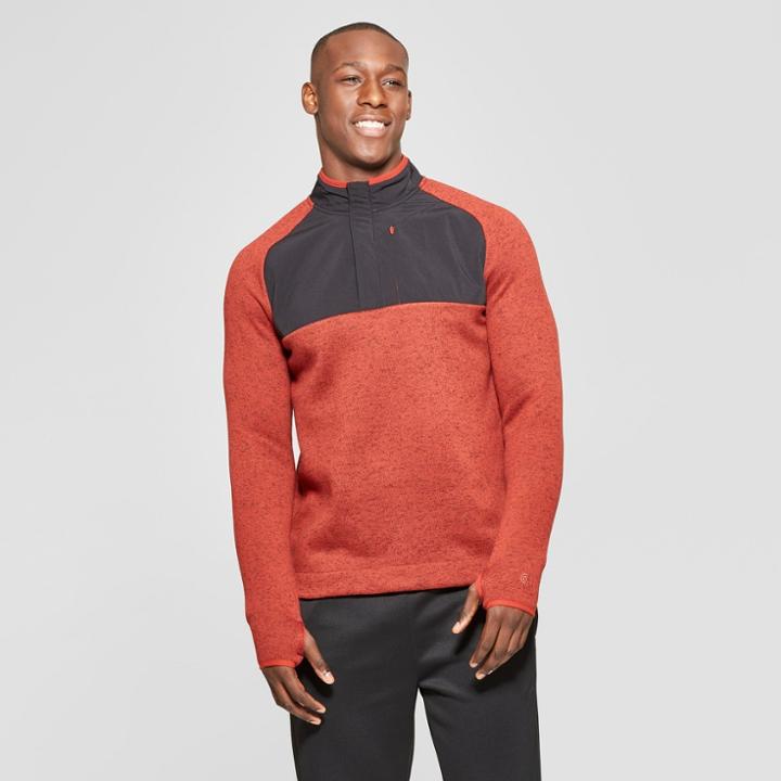 Men's Sweater Knit Fleece Quarter Zip - C9 Champion Autumn Clay Heather