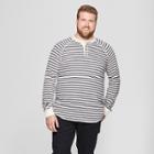 Men's Big & Tall Striped Regular Fit Long Sleeve Jersey Henley Shirt - Goodfellow & Co White 3xb Tall,