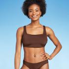 Women's Simple Square Neck Over The Shoulder Bikini Top - Kona Sol Mulberry Brown D/dd Cup