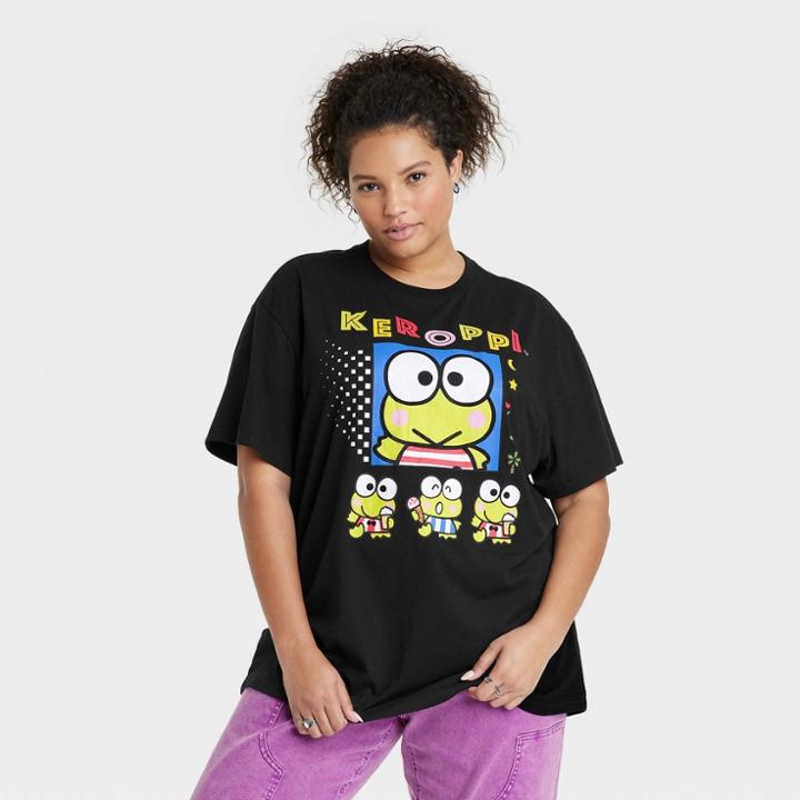 Sanrio Women's Hello Kitty Plus Size Oversized Short Sleeve Graphic T-shirt - Black
