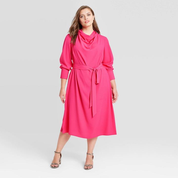 Women's Plus Size Long Sleeve Dress - Who What Wear Pink