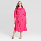 Women's Plus Size Long Sleeve Dress - Who What Wear Pink