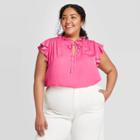 Women's Plus Size Sleeveless Ruffle Blouse - Who What Wear Pink 1x, Women's,