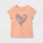 Toddler Girls' Floral Heart Graphic T-shirt - Cat & Jack Peach
