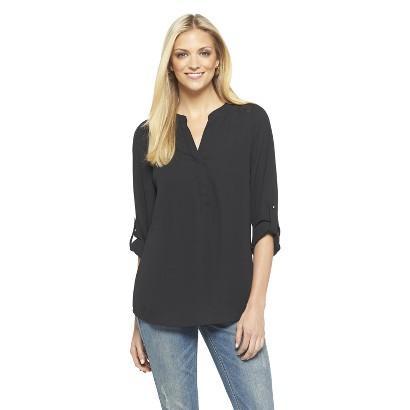 Mossimo Women's Long Sleeve Blouse Black