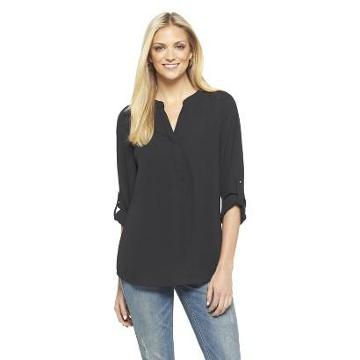 Mossimo Women's Long Sleeve Blouse Black