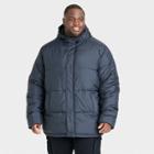 Men's Big & Tall Midweight Puffer All Over Hounds Tooth Jacket - Goodfellow & Co Black