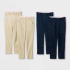 Girls' 4pk Flat Front Stretch Uniform Skinny Pants - Cat & Jack Khaki/navy