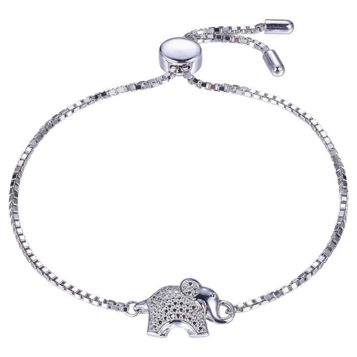 Prime Art & Jewel Sterling Silver No Stone Elephant Adjustable Bolo Bracelet, Girl's