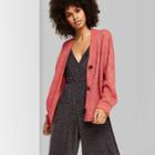 Women's Long Sleeve Button-front Oversized Cardigan - Wild Fable Pink