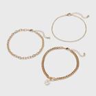 Pearl Drop Beaded Chain Anklet Set 3pc - A New Day Gold