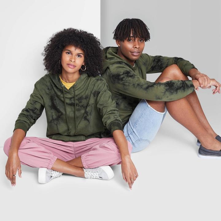 Adult Regular Fit Hooded Sweatshirt - Original Use Olive Green/tie-dye Design