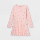 Girls' Printed Long Sleeve Knit Dress - Cat & Jack Powder Pink