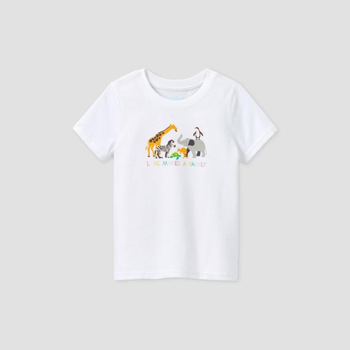 Toddler Kids' Short Sleeve 'love Makes A Family' Animals Graphic T-shirt - Cat & Jack White