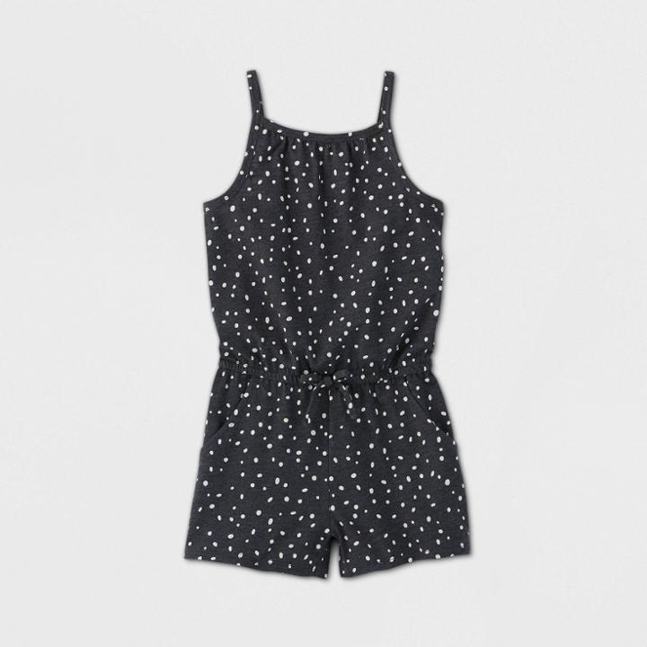 Toddler Girls' Tank Top Polka Dot Romper - Cat & Jack Gray