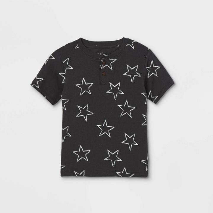 Toddler Boys' Star Short Sleeve Henley Shirt - Art Class Black