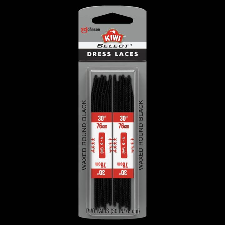 Kiwi Shoelaces Dress Waxed 30 Black, Adult Unisex