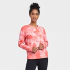 Women's Tie-dye Crewneck Sweatshirt With Asymmetrical Zipper - Joylab Coral