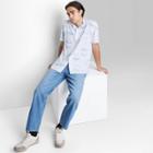 Adult Short Sleeve Woven Button-down Shirt - Original Use Blue/cloud Print