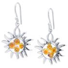 Target Women's Sterling Silver Pressed Flowers Sun Drop Earrings, Yellow