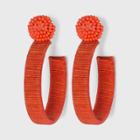 Seed Bead Post With Thread Wrapped Hoop Earrings - A New Day Red