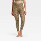 Women's High-rise Zebra Print Criss-cross Waistband 7/8 Leggings - Joylab Army Green