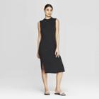 Women's Sleeveless Crew Neck Midi Bodycon Dress - Prologue Black