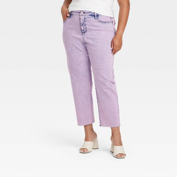 Women's Plus Size High-rise Ankle Straight Jeans - Ava & Viv Lavender