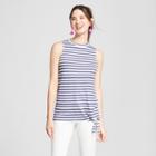 Women's Striped Side Tie Tank Top - Grayson Threads (juniors') Blue