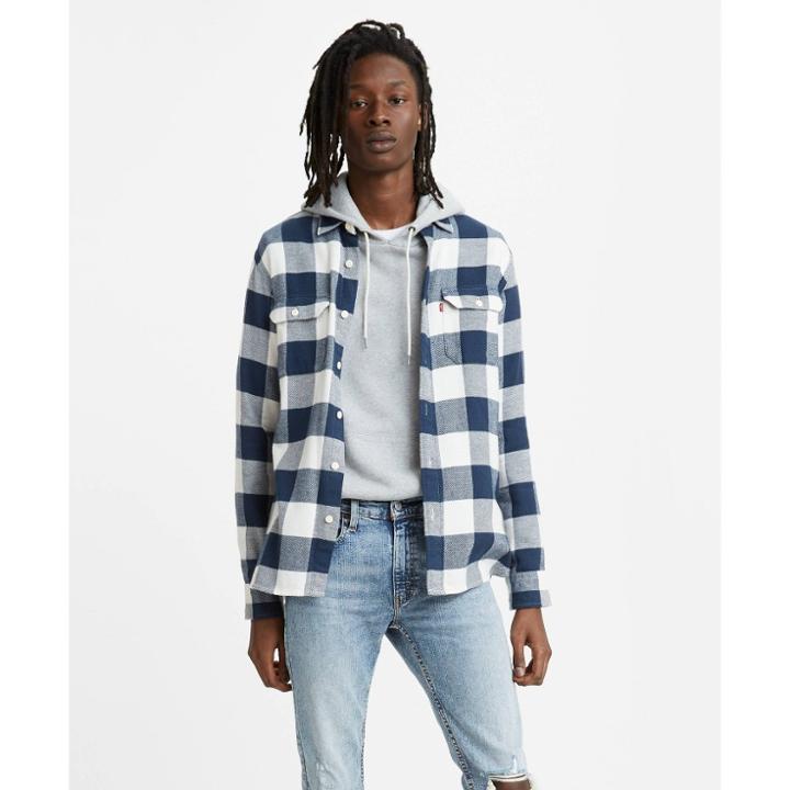 Levi's Men's Plaid Flannel Long Sleeve Button-down Shirt - Blue