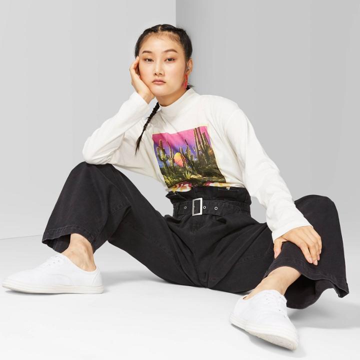 Women's Venice Long Sleeve Mock Turtleneck T-shirt - Wild Fable Ivory Xl, Women's, White