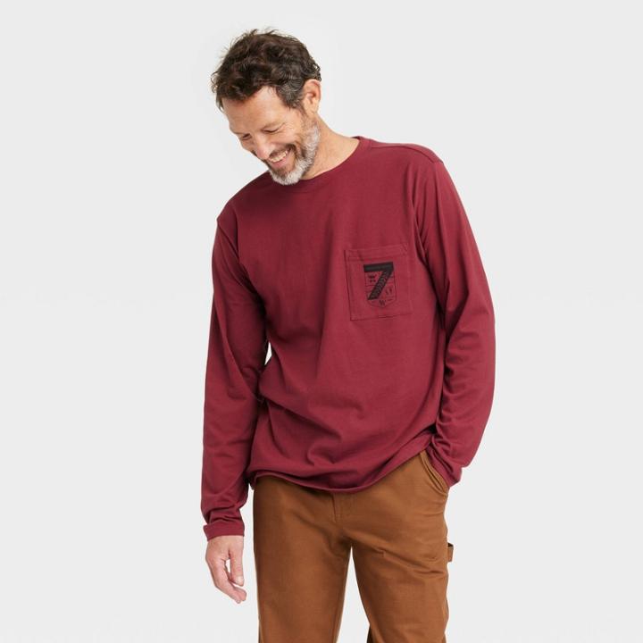 Houston White Adult Logo Long Sleeve T-shirt - Dark Red