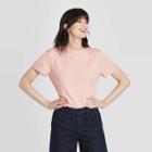 Women's Slim Fit Short Sleeve Cuff T-shirt - A New Day Light Pink
