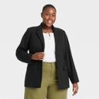Women's Plus Size Clinched Waist Blazer - Who What Wear Black