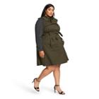Women's Plus Size Long Sleeve Front Button-down Trench Coat - Altuzarra For Target Olive/black 2x, Women's, Size: