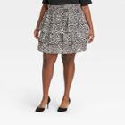 Women's Plus Size Leopard Print Mini Skirt - Who What Wear Cream